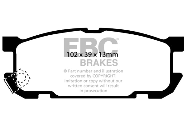MAZDA MX5 Mk2 NB 1.8 2001-2005 (Bremsscheibe 275 mm) EBC-Bremsen Gelbe Bremsbeläge hinten