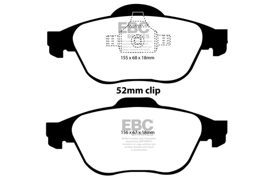 Mini Clubman F54 JCW 2016-2024 231 PS Ebc-Bremsen Gelbe Bremsbeläge vorne