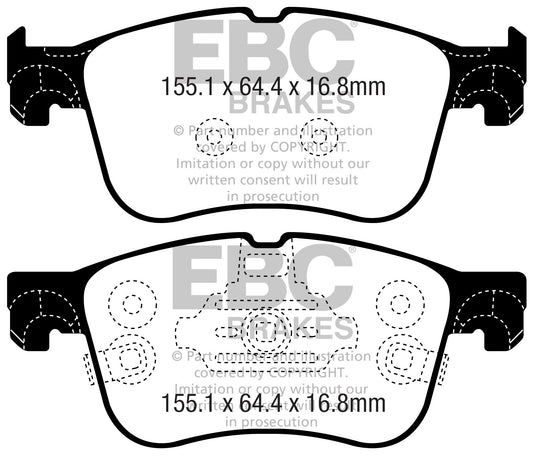 FORD Puma Mk2 ST 200 PS EBC-Bremsen Gelbe Bremsbeläge vorne