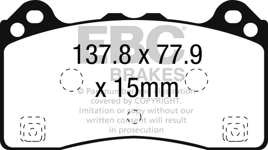 FORD Focus Mk3 RS 2.3 2016-2018 350 PS EBC-Bremsen Gelbe Bremsbeläge vorne