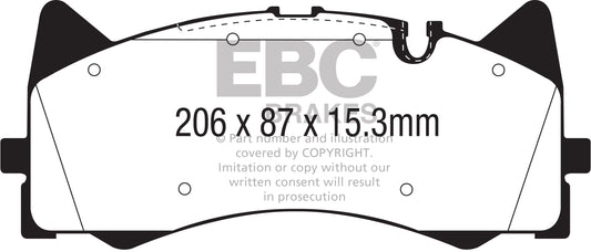 MERCEDES BENZ AMG GT 2014–2021, 462 PS (silberne Bremssättel), EBC-Bremsen, gelbe Bremsbeläge vorne