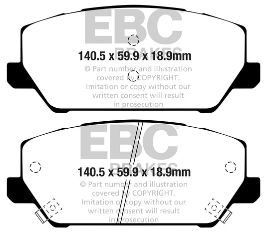 HYUNDAI i30 N PD 2017- 247 PS Ebc-Bremsen Gelbe Bremsbeläge vorne