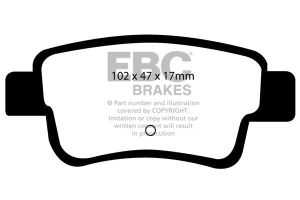ABARTH Grande Punto 2008-2010 180 PS Ebc-Bremsen Gelbe Bremsbeläge hinten