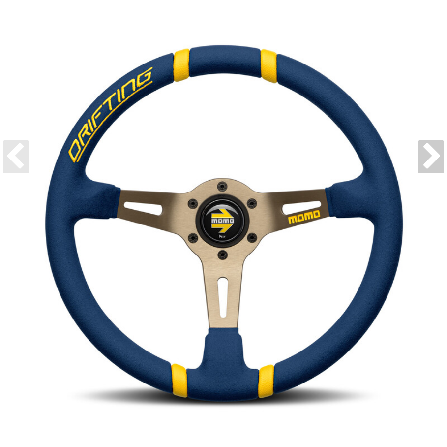 MOMO Drifting Steering Wheel Blue Microfiber 350mm 90mm Dish