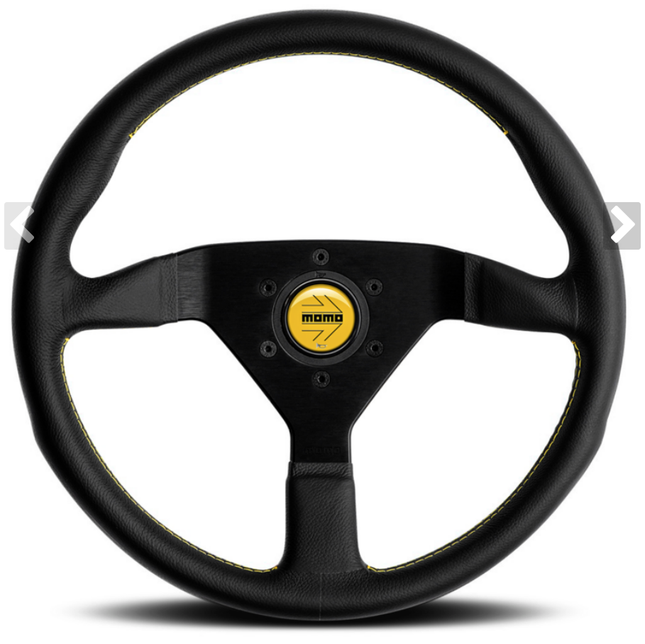 MOMO Montecarlo Steering Wheel Black Leather Yellow Stitching 350mm