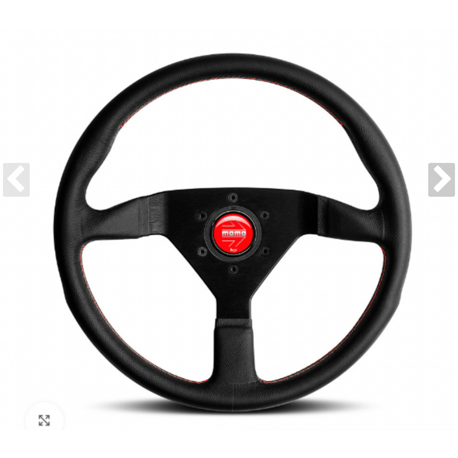 MOMO Montecarlo Steering Wheel Black Leather Red Stitching 350mm