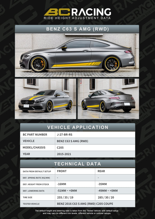 Bc Racing BR RS-schroefset Mercedes C-Klasse C205 C63 S AMG RWD (15-21)