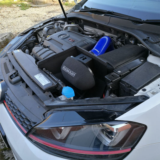Ramair Blue Ramair Heat Shield Intake Kit Turbo Elbow Included Blue Intake Hose VW MK7 Golf GTI & R, Audi A3, S3 8V, Seat Leon Cupra 280 & Skoda Octavia RS