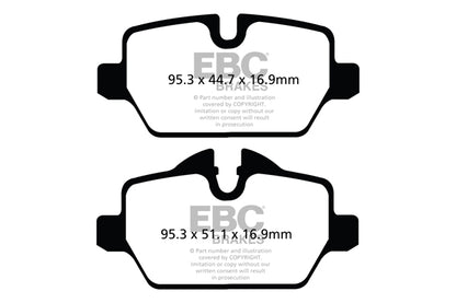 Mini Clubman R55 Works 2008-2015 EBC-Bremsen Gelbe Bremsbeläge hinten