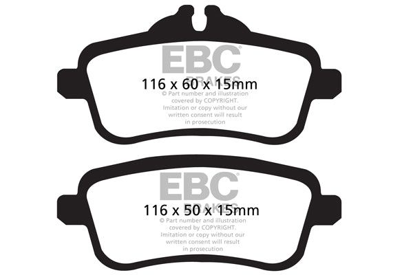 MERCEDES BENZ A-Klasse W176 A45 AMG 2013-2018 360 PS EBC-Bremsen Gelbe Bremsbeläge hinten
