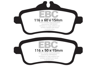 MERCEDES BENZ A-Klasse W176 A45 AMG 2013-2018 360 PS EBC-Bremsen Gelbe Bremsbeläge hinten