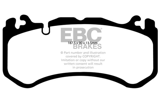 MERCEDES BENZ AMG GT R 2017-2021 585 PS (rote/gelbe Bremssättel) EBC-Bremsen, gelbe Bremsbeläge vorne