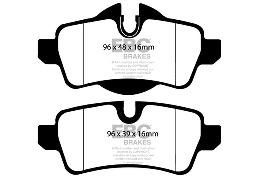 Mini Clubman R55 Works 2008-2015 EBC-Bremsen Gelbe Bremsbeläge hinten