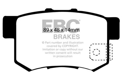 HONDA Civic EP3 Type R 2001-2007 200 PS Ebc-Bremsen Gelbe Bremsbeläge hinten