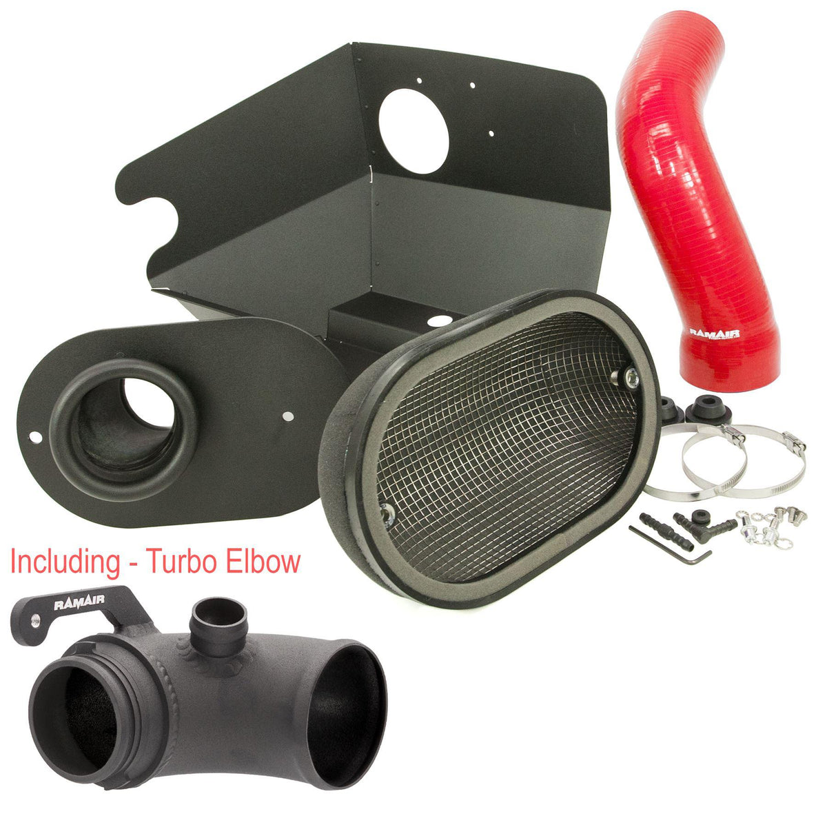 Ramair Red Ramair Heat Shield Intake Kit Turbo Elbow Included Blue Intake Hose VW MK7 Golf GTI & R, Audi A3, S3 8V, Seat Leon Cupra 280 & Skoda Octavia RS