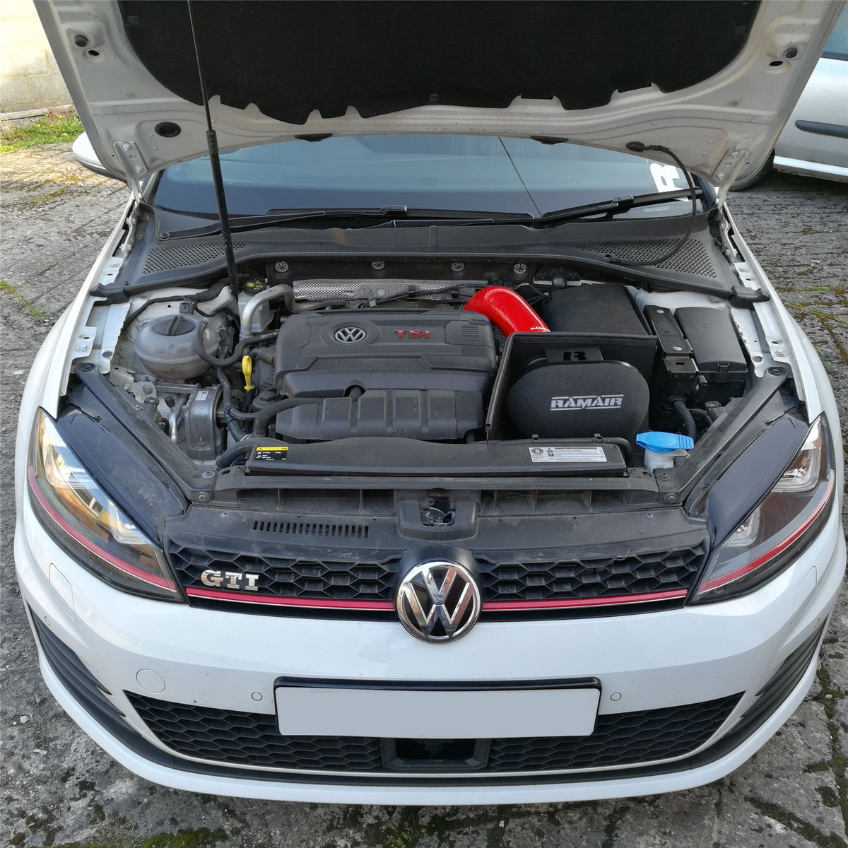Ramair Red Ramair Heat Shield Intake Kit Turbo Elbow Included Blue Intake Hose VW MK7 Golf GTI & R, Audi A3, S3 8V, Seat Leon Cupra 280 & Skoda Octavia RS