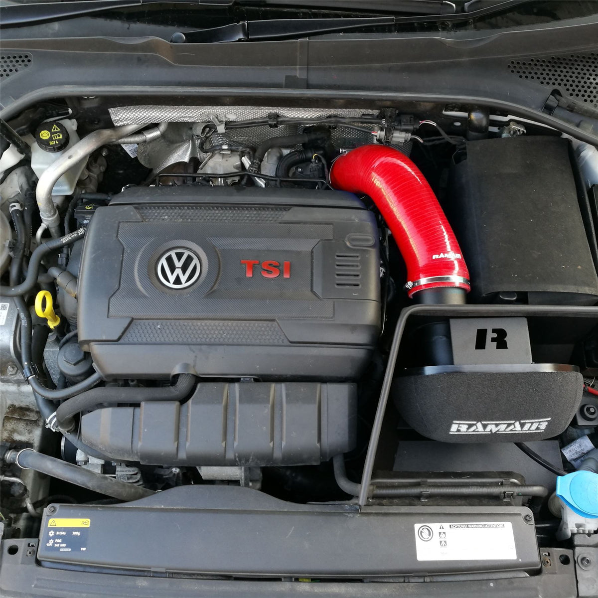 Ramair Red Ramair Heat Shield Intake Kit Turbo Elbow Included Blue Intake Hose VW MK7 Golf GTI & R, Audi A3, S3 8V, Seat Leon Cupra 280 & Skoda Octavia RS