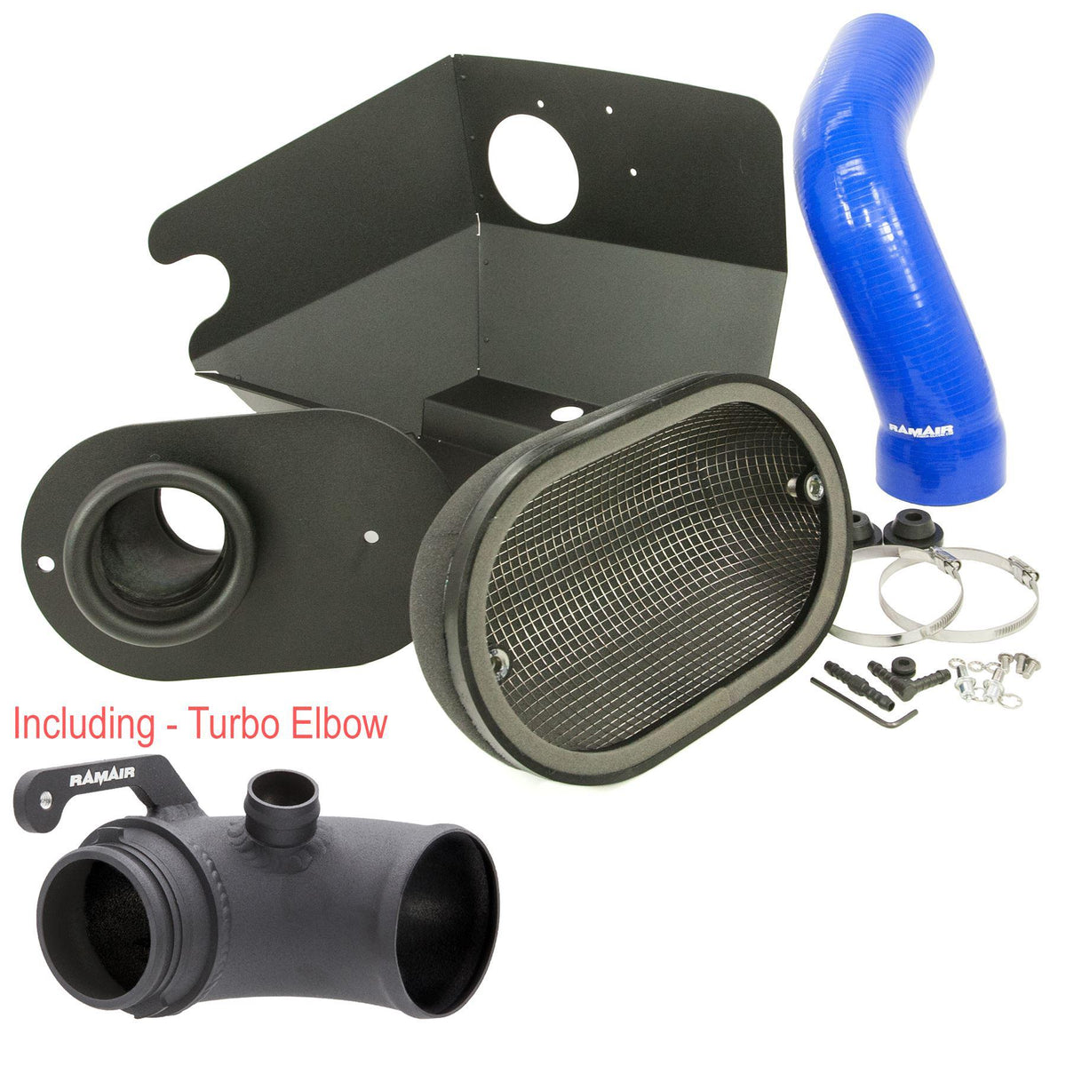 Ramair Blue Ramair Heat Shield Intake Kit Turbo Elbow Included Blue Intake Hose VW MK7 Golf GTI & R, Audi A3, S3 8V, Seat Leon Cupra 280 & Skoda Octavia RS
