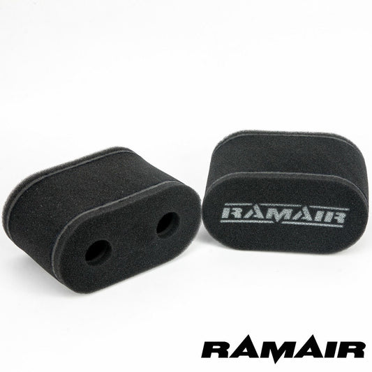 Ramair - 2x Twin Inlet Motorcycle Carb Sock Air Filter - 107mm