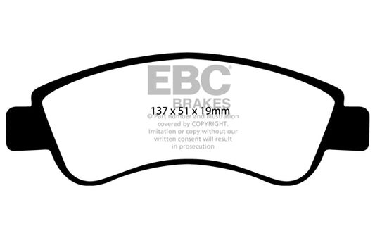 CITROEN C2 VTS Ebc-Bremsen Gelbe Bremsbeläge vorne