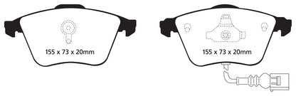 VW Golf 6 R 270 hp PR-1ZK Ebc brakes Yellow front brake pads