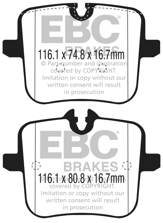 BMW M5 Competition F90 625 PS EBC-Bremsen Gelbe Bremsbeläge hinten