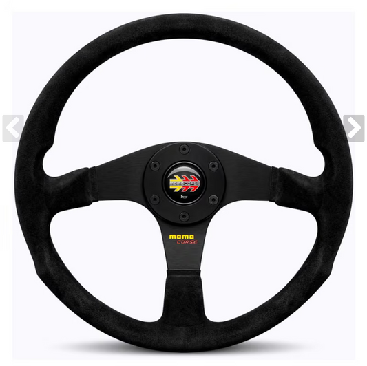 Momo Corse 2.0 Steering Wheel , Black Suede, Black Spokes - 35 cm