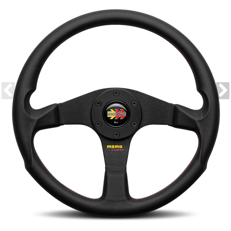 Momo Corse 2.0 Steering Wheel , Black Leather, Black Spokes - 35 cm