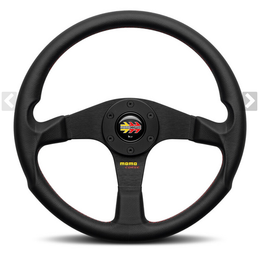 Momo Corse 2.0 Steering Wheel , Black Leather, Black Spokes - 35 cm