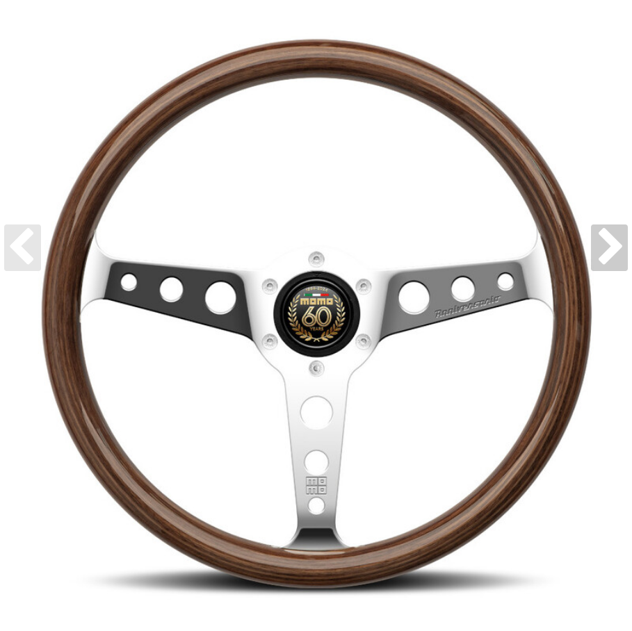 MOMO Indy Anniversario Steering Wheel Wood Chrome 350mm