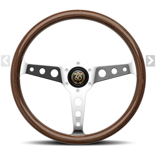 MOMO Indy Anniversario Steering Wheel Wood Chrome 350mm