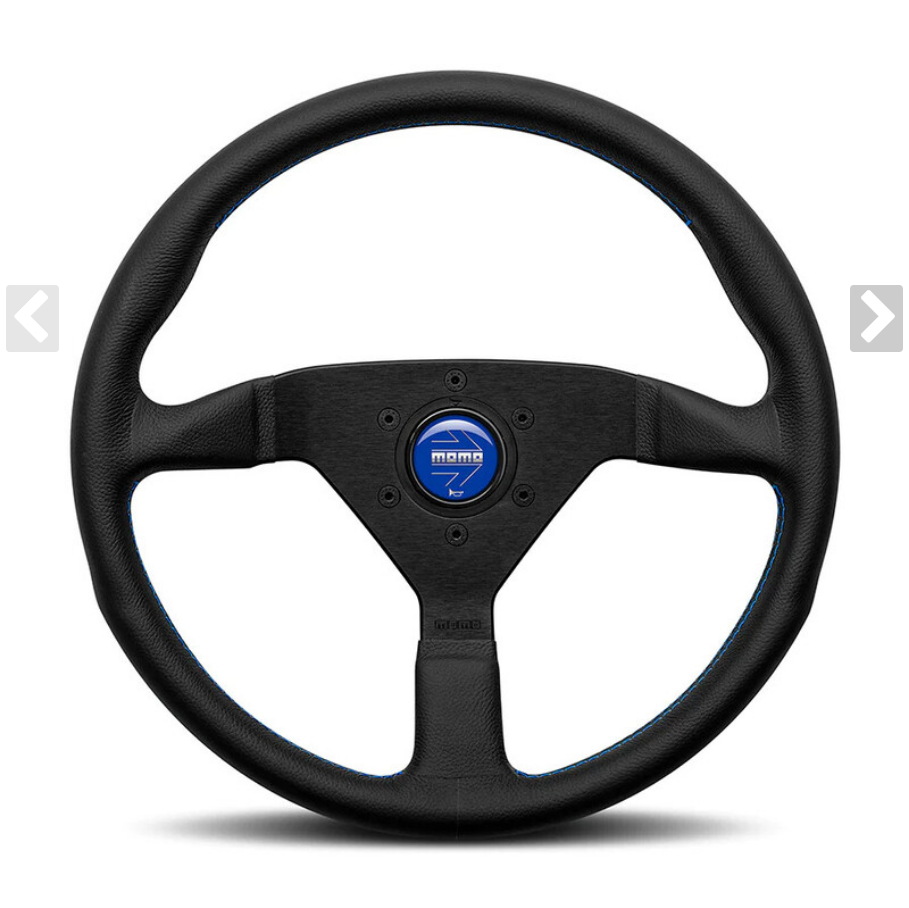 MOMO Montecarlo Steering Wheel Black Leather Blue Stitching 350mm