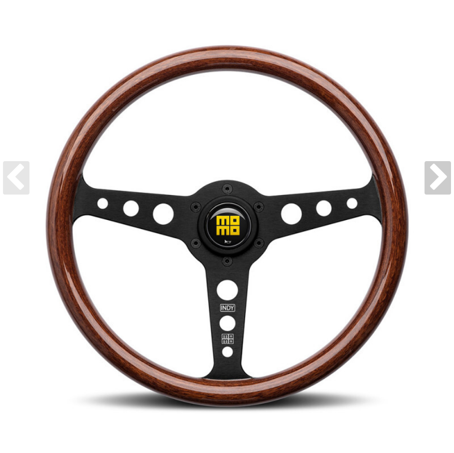 MOMO Indy Heritage Steering Wheel Wood Black Spokes 350mm