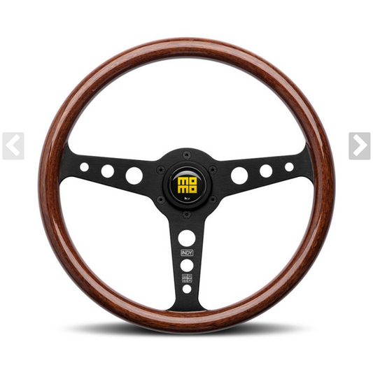 MOMO Indy Heritage Steering Wheel Wood Black Spokes 350mm
