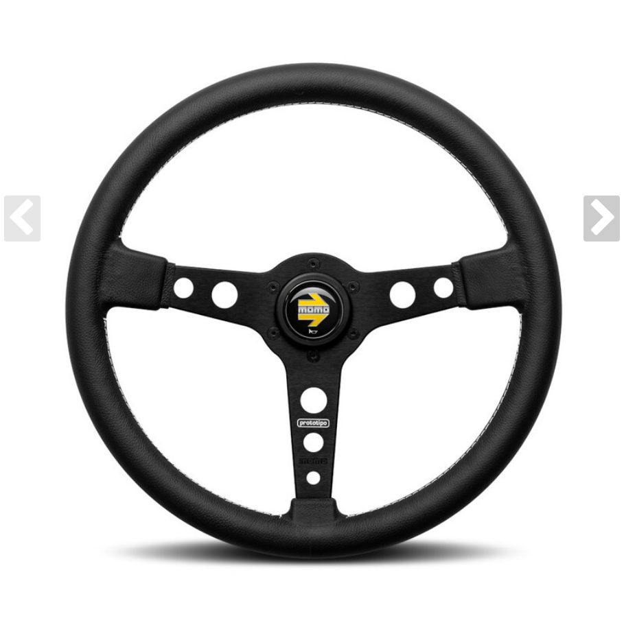 MOMO Prototipo Steering Wheel Black Leather Black Spokes 370mm