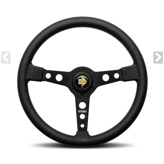 MOMO Prototipo Steering Wheel Black Leather Black Spokes 370mm