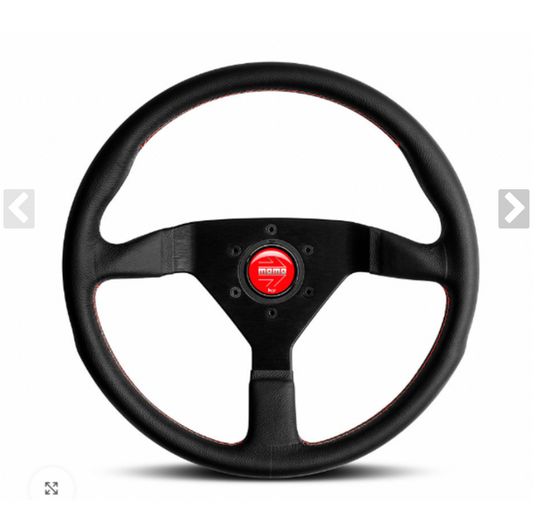 MOMO Montecarlo Steering Wheel Black Leather Red Stitching 350mm