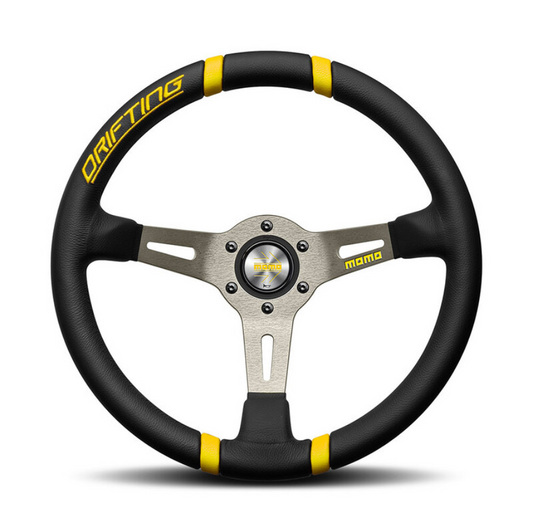 MOMO Drifting Steering Wheel Black Leather 350mm 90mm Dish