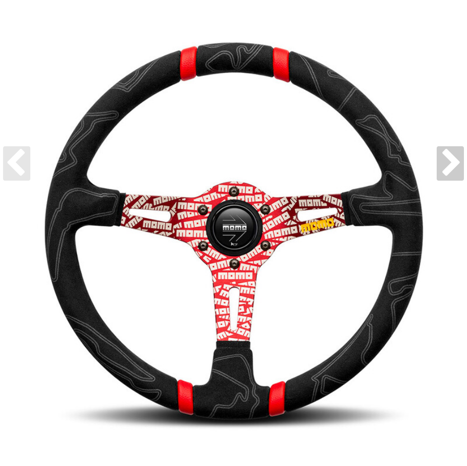 MOMO Ultra Steering Wheel Alcantara Red Spokes 350mm 90mm Dish