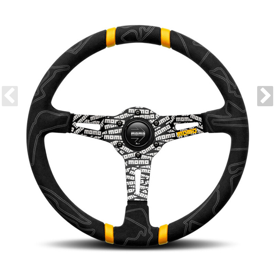 MOMO Ultra Steering Wheel Alcantara Black Spokes 350mm 90mm Dish
