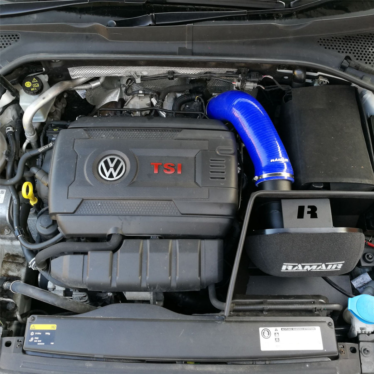 Ramair Blue Ramair Heat Shield Intake Kit Turbo Elbow Included Blue Intake Hose VW MK7 Golf GTI & R, Audi A3, S3 8V, Seat Leon Cupra 280 & Skoda Octavia RS