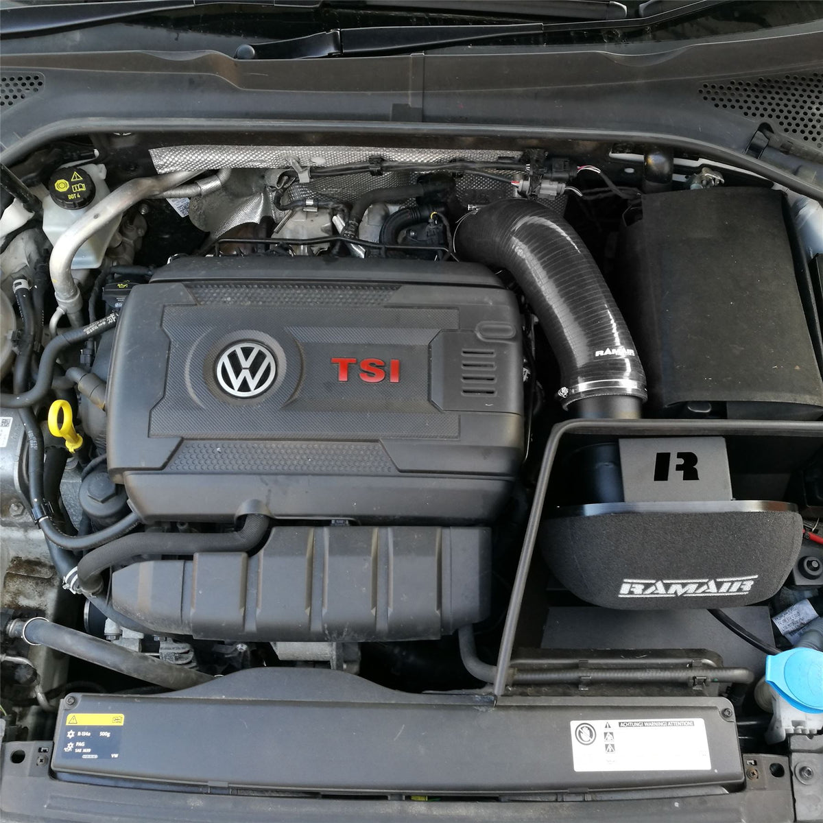 Ramair Black Ramair Heat Shield Intake Kit Turbo Elbow Included Blue Intake Hose VW MK7 Golf GTI & R, Audi A3, S3 8V, Seat Leon Cupra 280 & Skoda Octavia RS