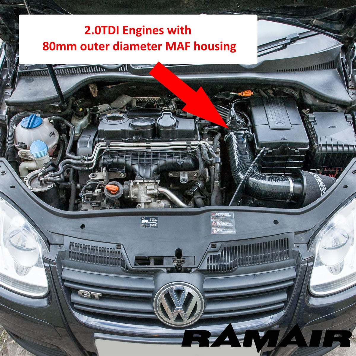 Ramair Performance Foam Air Filter & Heat Shield Induction Kit Audi, Seat & VW 1.9 & 2.0 TDI MK5, MK6 Golf, Leon, A3