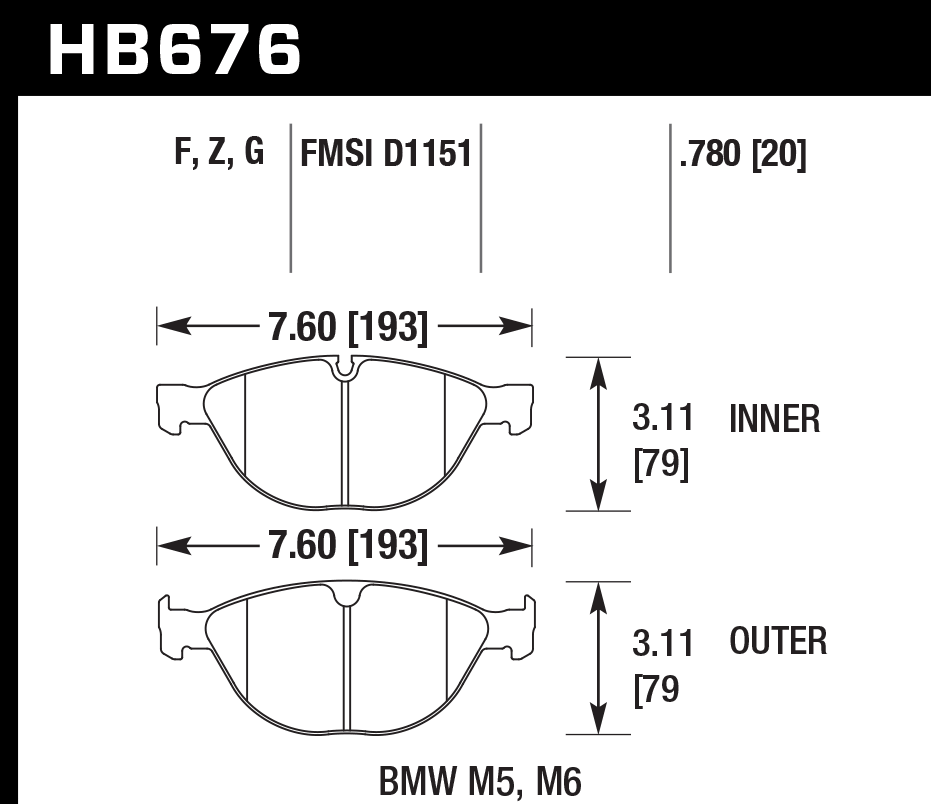 Hawk Hawk HPS Brake Pads; Front - HB676F.780