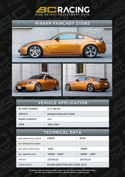 Bc Racing BR RS Coilovers Nissan 350z z33 (03-09)