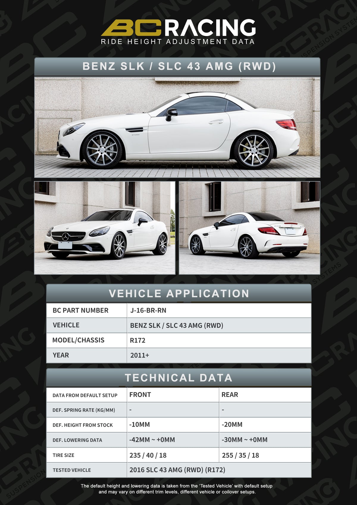 Bc Racing BR RN Coilovers Mercedes slk r172 rwd (11-20) (inc slk55 amg 11-15)