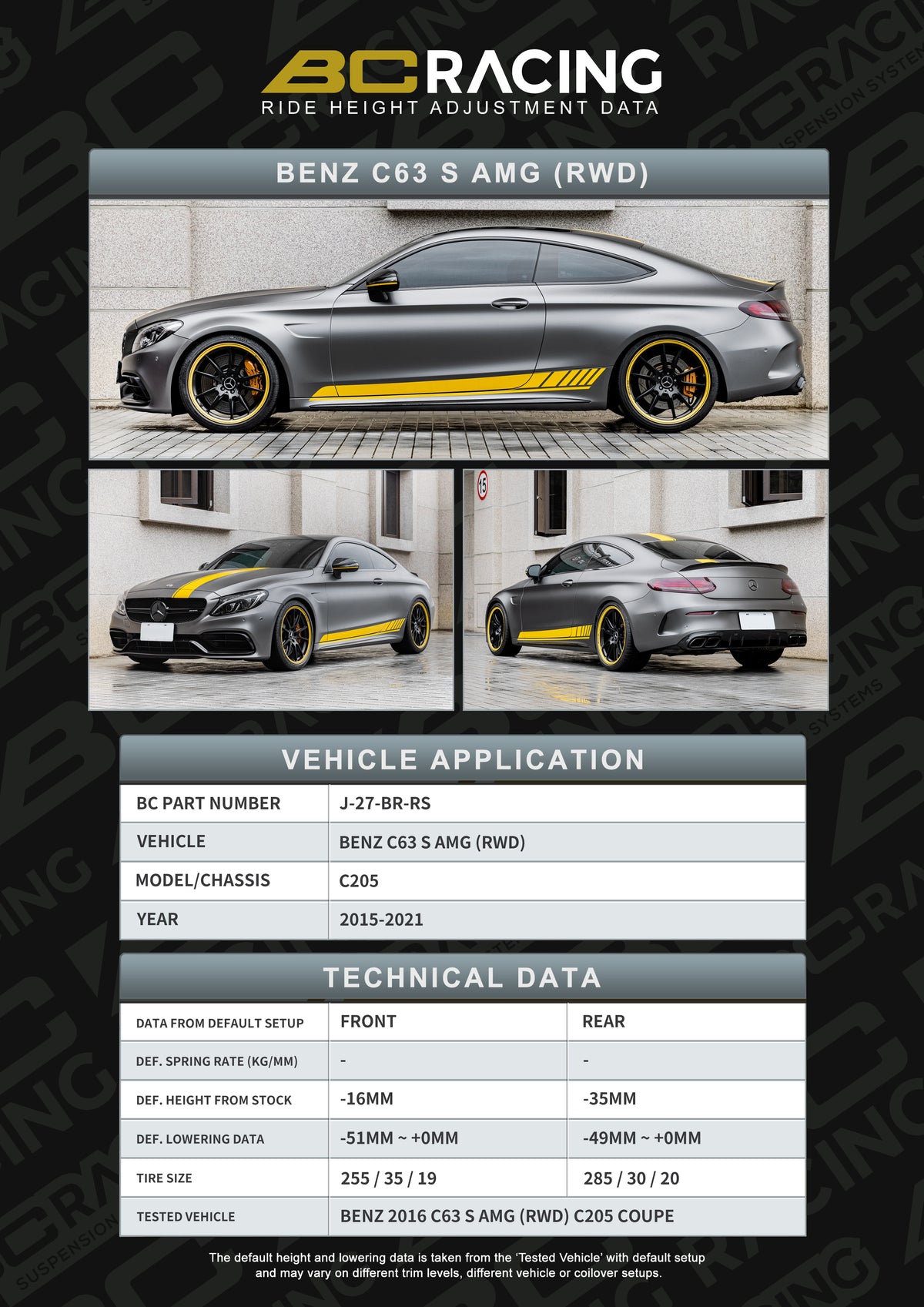 Bc Racing BR RS Coilovers Mercedes c-class c205 c63 s amg rwd (15-21)
