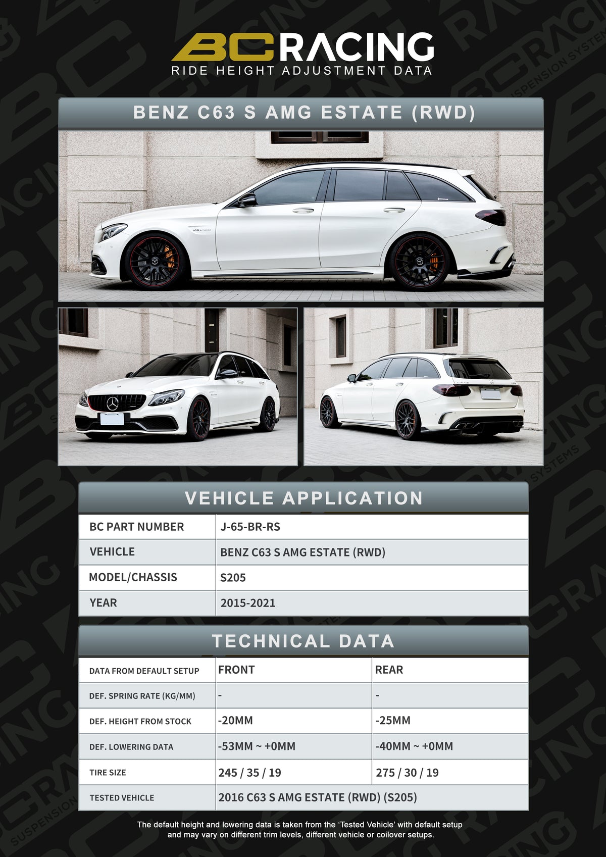Bc Racing BR RS Coilovers Mercedes c-class s205 c63 s amg rwd (15-21)