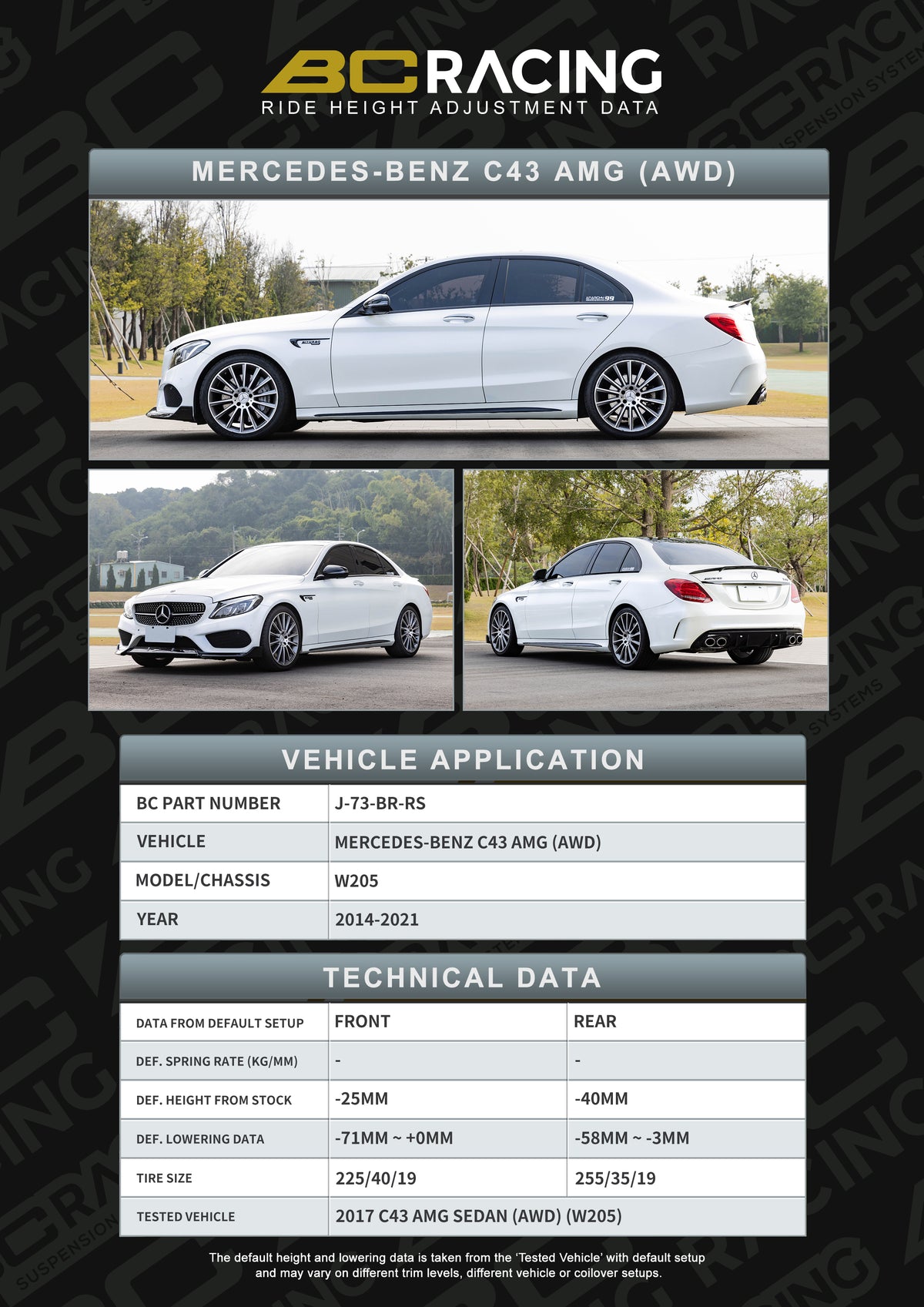 Bc Racing BR RS Coilovers Mercedes c-class w205 c43 amg awd (14-21)