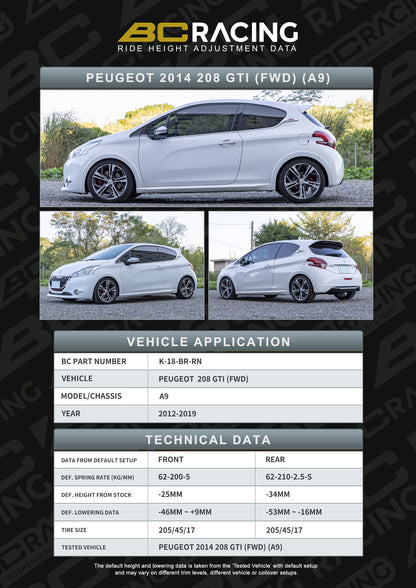 Bc Racing BR RN Coilovers Peugeot 208 gti fwd (12-19)
